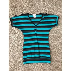 Bongo teal and black striped top
